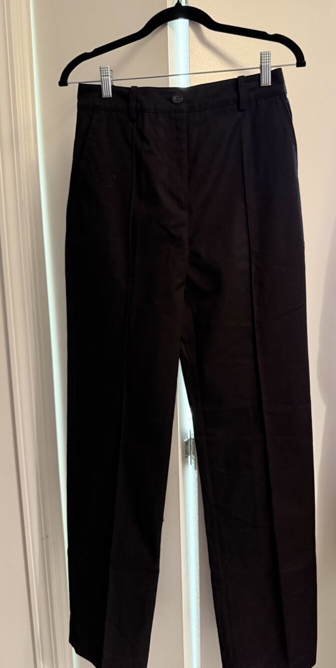 Maison Kitsune Women's Straight Leg Pants Pleated 100% Cotton LIKE Prada chino